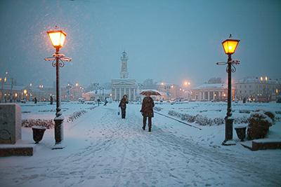 Сквер на площади Сусанина зимой